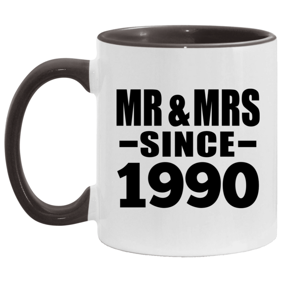 34th Anniversary Mr & Mrs Since 1990 - 11oz Accent Mug Black