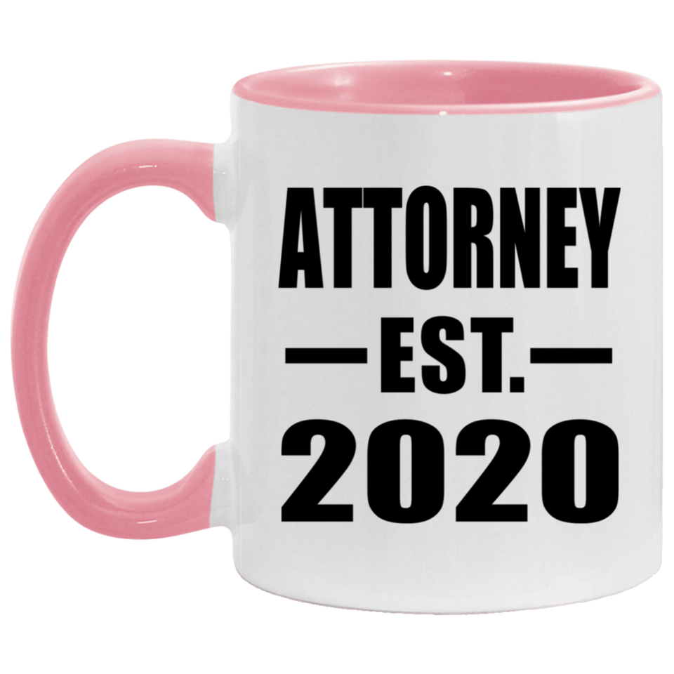 Attorney Established EST. 2020 - 11oz Accent Mug Pink