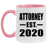 Attorney Established EST. 2020 - 11oz Accent Mug Pink