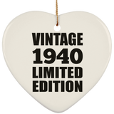 84th Birthday Vintage 1940 Limited Edition - Heart Ornament