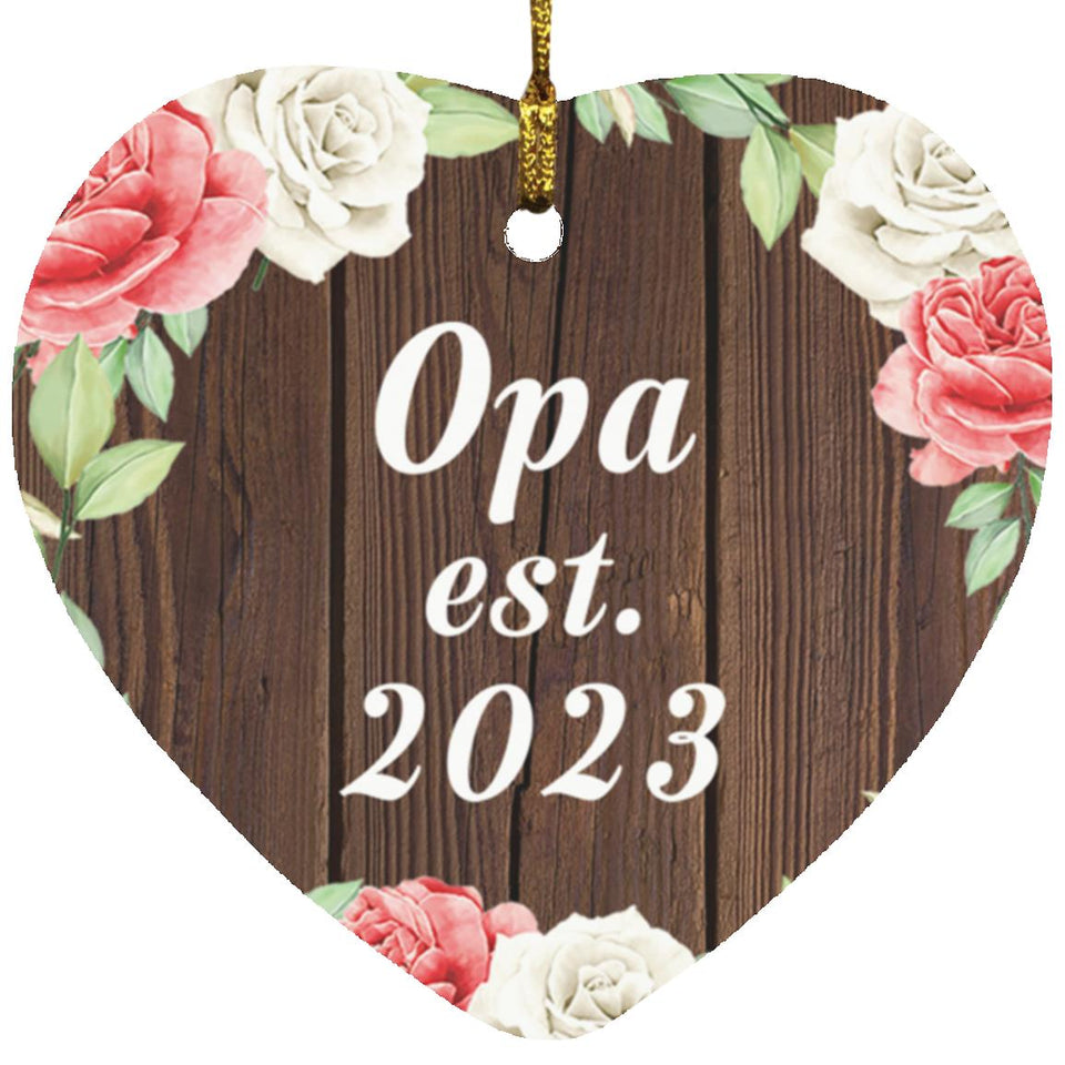 Opa Established Est. 2023 - Heart Ornament A