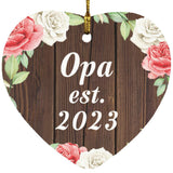 Opa Established Est. 2023 - Heart Ornament A