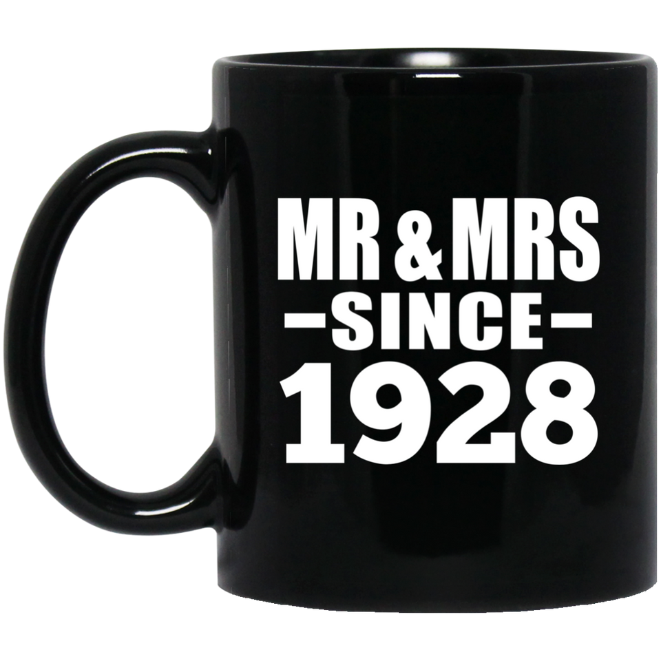 96th Anniversary Mr & Mrs Since 1928 - 11 Oz Coffee Mug Black