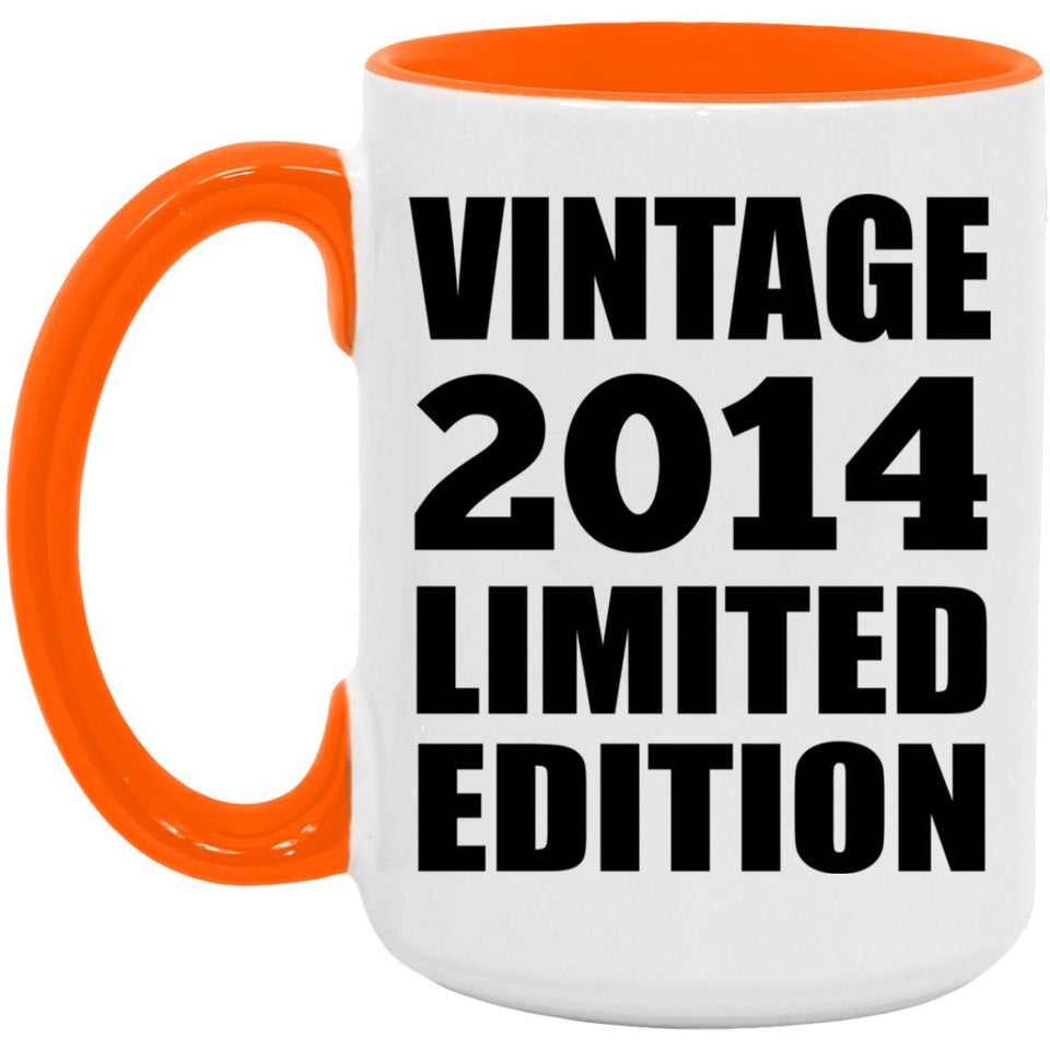 10th Birthday Vintage 2014 Limited Edition - 15oz Accent Mug Orange