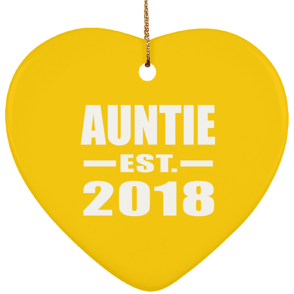 Auntie Established EST. 2018 - Heart Ornament