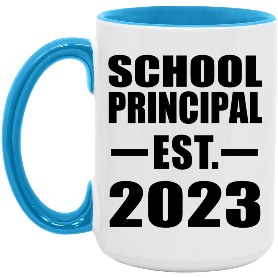 School Principal Established EST. 2023 - 15oz Accent Mug Blue