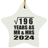14th Anniversary Square Root of 196 Years As Mr & Mrs 2024 - Star Ornament