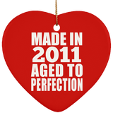 13th Birthday Made In 2011 Aged to Perfection - Heart Ornament