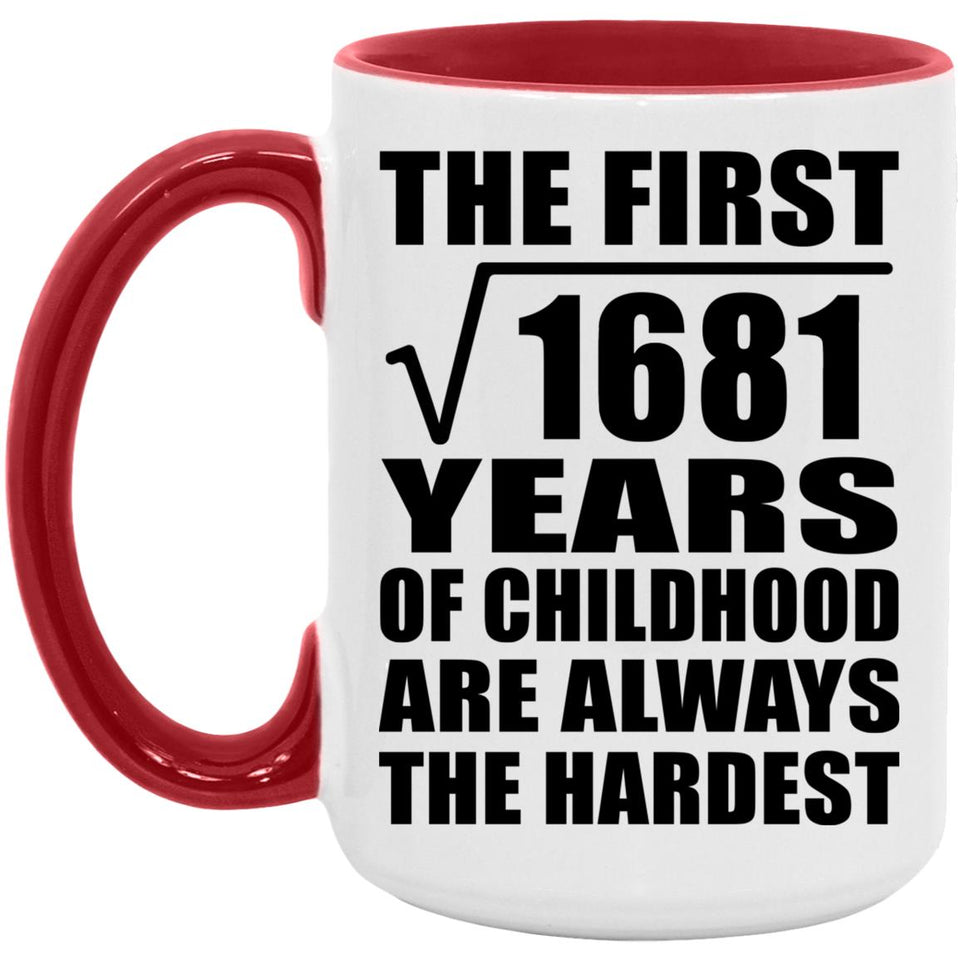 41st Birthday Square Root of 1681 Years of Childhood - 15oz Accent Mug Red