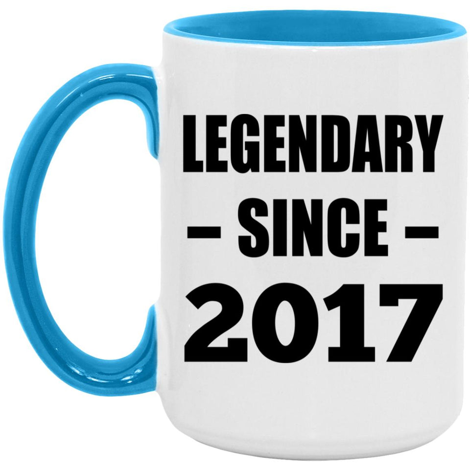7th Birthday Legendary Since 2017 - 15oz Accent Mug Blue