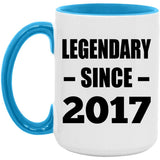 7th Birthday Legendary Since 2017 - 15oz Accent Mug Blue