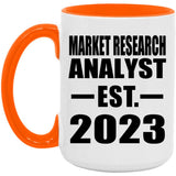 Market Research Analyst Established EST. 2023 - 15oz Accent Mug Orange