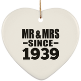 85th Anniversary Mr & Mrs Since 1939 - Heart Ornament
