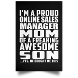 Proud Online Sales Manager Mom Of Awesome Son - Poster Portrait