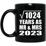 32nd Anniversary Square Root of 1024 Years As Mr & Mrs 2023 - 11oz Coffee Mug Black