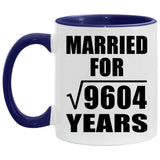 98th Anniversary Married For Square Root of 9604 Years - 11oz Accent Mug Purple