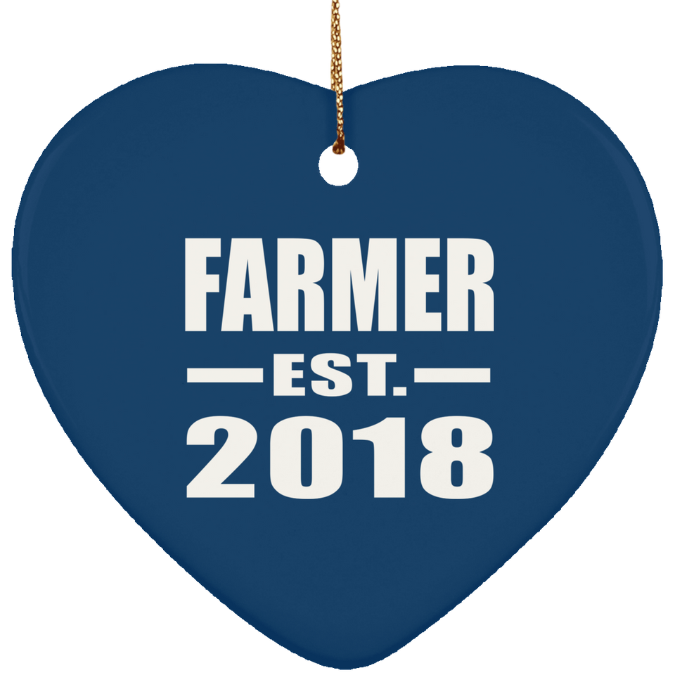 Farmer Established EST. 2018 - Heart Ornament