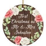 First Christmas As Mr & Mrs Johnston - Circle Ornament A