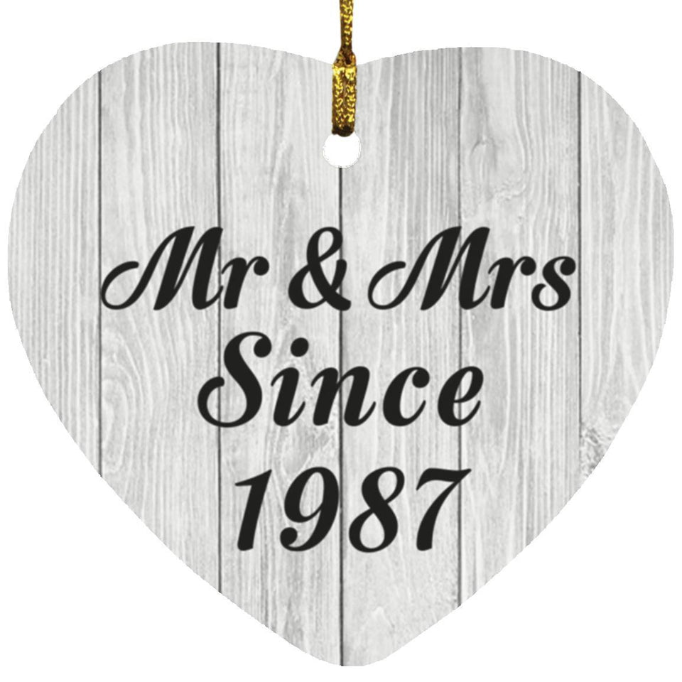 37th Anniversary Mr & Mrs Since 1987 - Heart Ornament F