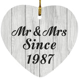 37th Anniversary Mr & Mrs Since 1987 - Heart Ornament F