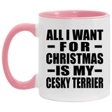 All I Want For Christmas Is My Cesky Terrier - 11oz Accent Mug Pink