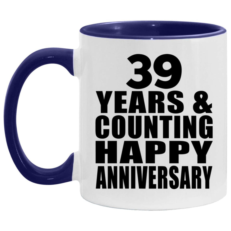 Happy 39th Anniversary 39 Years & Counting - 11oz Accent Mug Purple