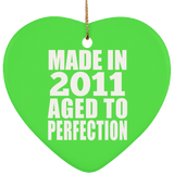 13th Birthday Made In 2011 Aged to Perfection - Heart Ornament