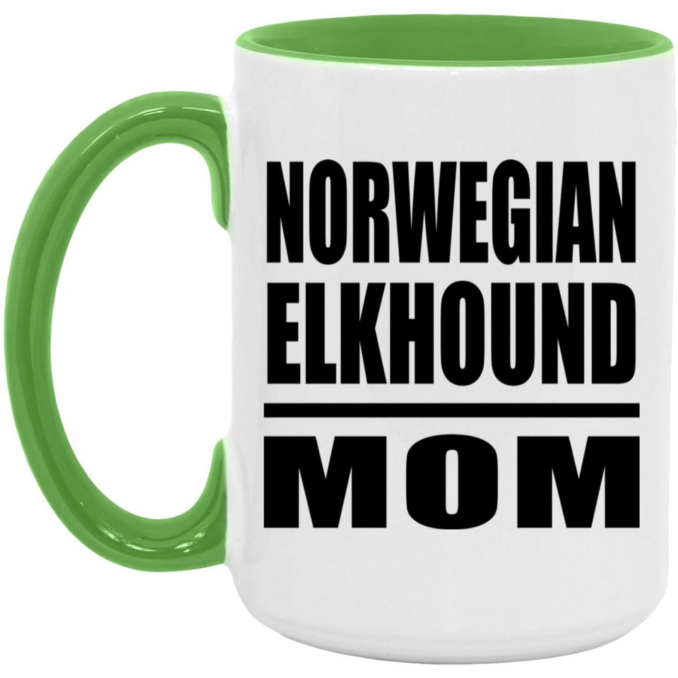 Norwegian Elkhound Mom - 15oz Accent Mug Green