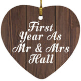 First Year As Mr & Mrs Hall - Heart Ornament D