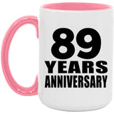 89th Anniversary 89 Years Anniversary - 15oz Accent Mug Pink