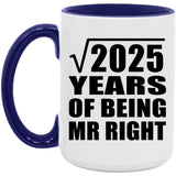 45th Anniversary Square Root of 2025 Years of Being Mr Right - 15oz Accent Mug Purple