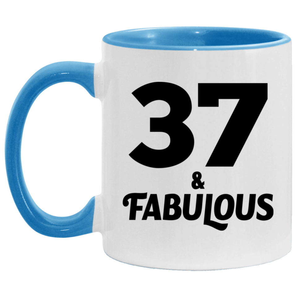 37th Birthday 37 & Fabulous - 11oz Accent Mug Blue