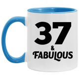37th Birthday 37 & Fabulous - 11oz Accent Mug Blue