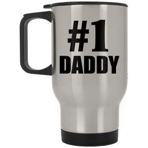 Number One #1 Daddy - Silver Travel Mug
