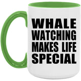Whale Watching Makes Life Special - 15oz Accent Mug Green