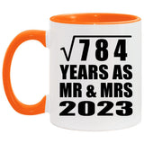 28th Anniversary Square Root of 784 Years As Mr & Mrs 2023 - 11oz Accent Mug Orange