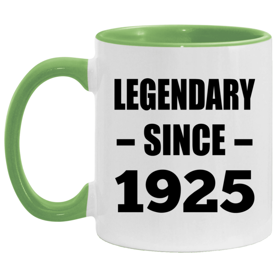 99th Birthday Legendary Since 1925 - 11oz Accent Mug Green