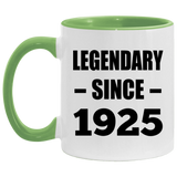 99th Birthday Legendary Since 1925 - 11oz Accent Mug Green