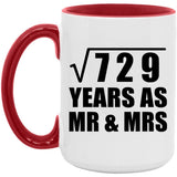 27th Anniversary Square Root of 729 Years As Mr & Mrs - 15oz Accent Mug Red
