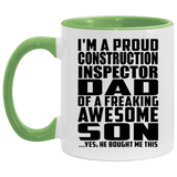 Proud Construction Inspector Dad Of Awesome Son - 11oz Accent Mug Green