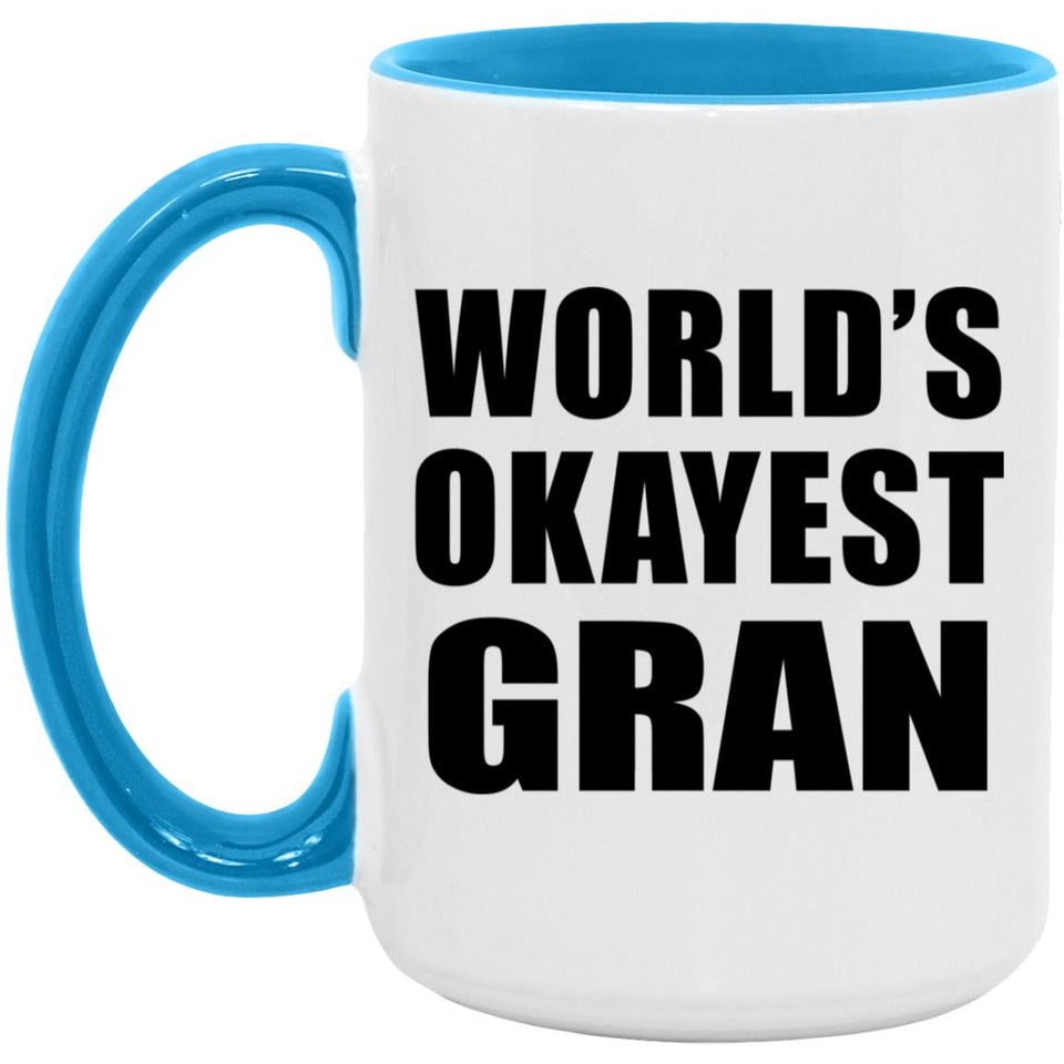 World's Okayest Gran - 15oz Accent Mug Blue