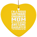 Proud Software Engineer Mom Of Awesome Daughter - Heart Ornament