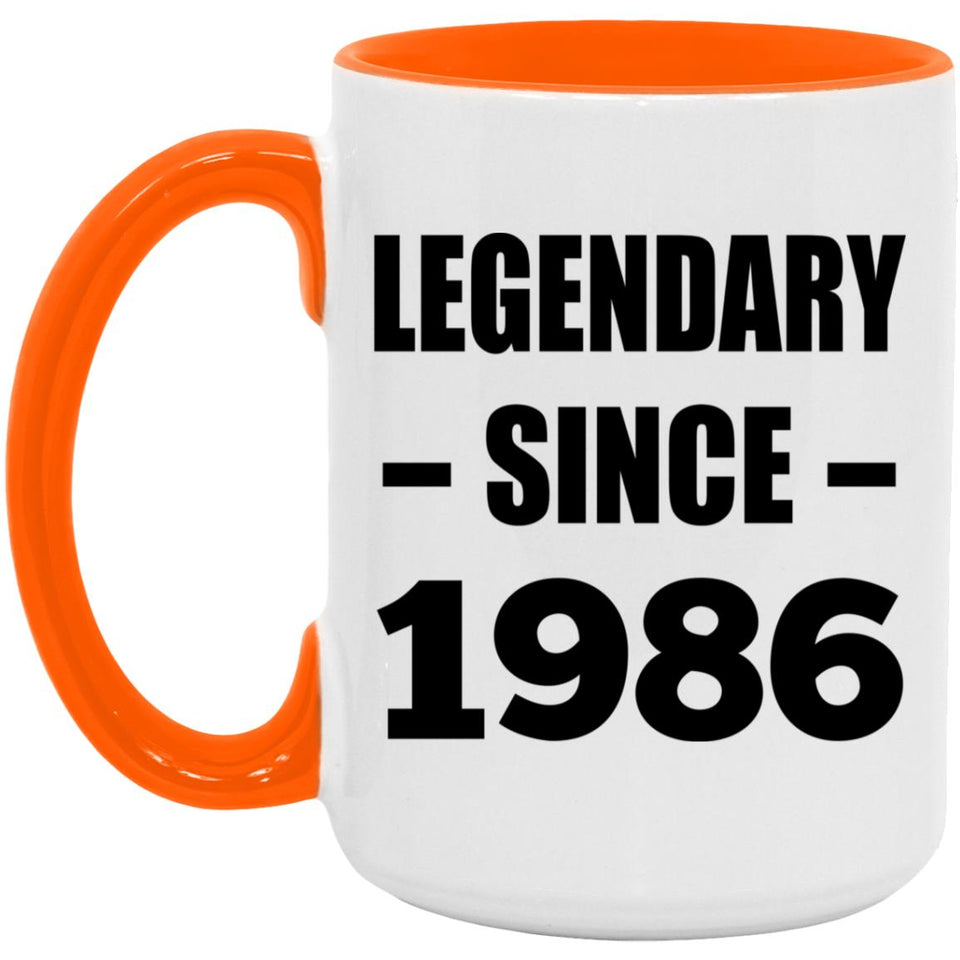 38th Birthday Legendary Since 1986 - 15oz Accent Mug Orange