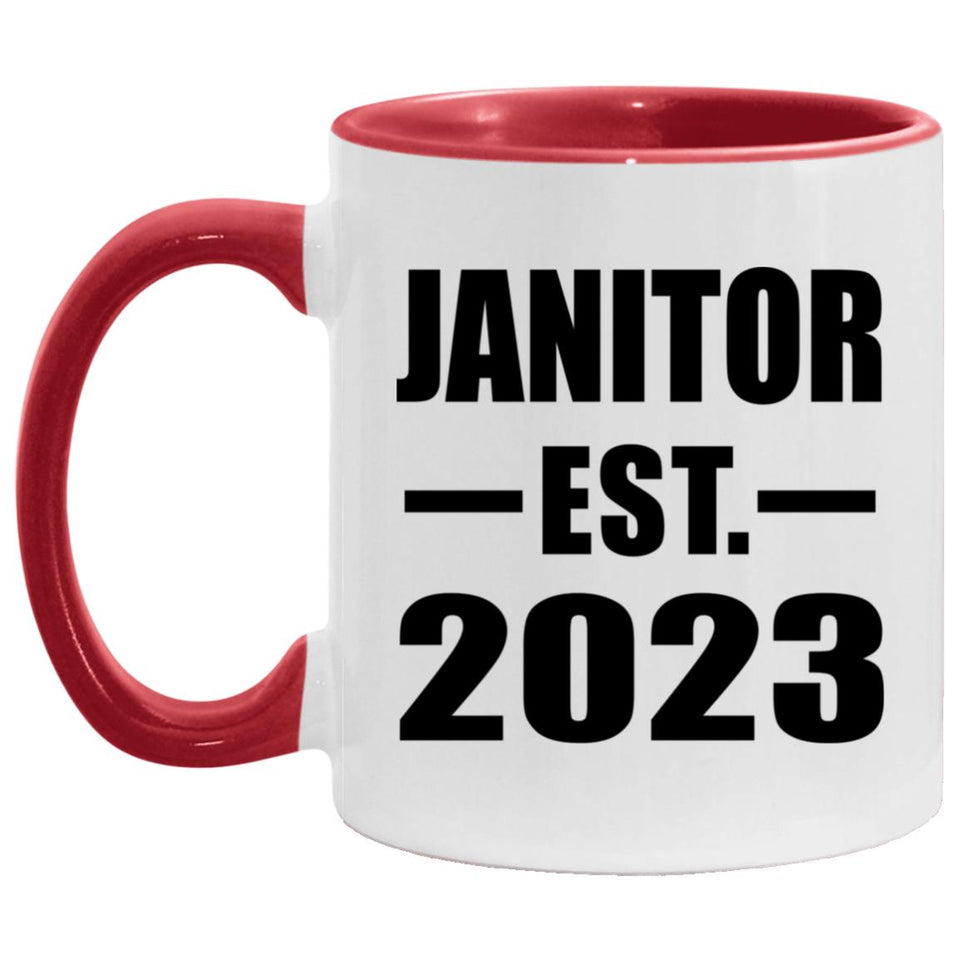 Janitor Established EST. 2023 - 11oz Accent Mug Red