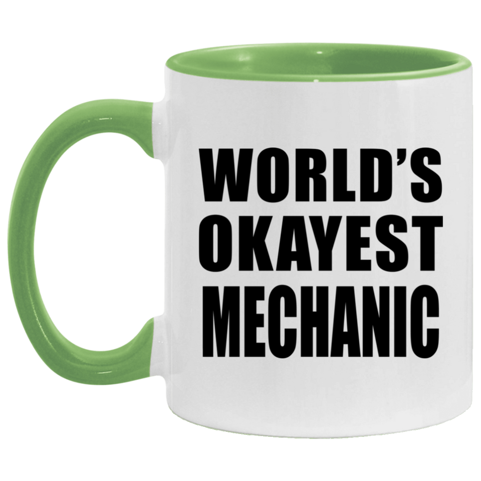 World's Okayest Mechanic - 11oz Accent Mug Green