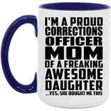 Proud Corrections Officer Mom Of Awesome Daughter - 15oz Accent Mug Purple
