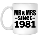 43rd Anniversary Mr & Mrs Since 1981 - 11 Oz Coffee Mug