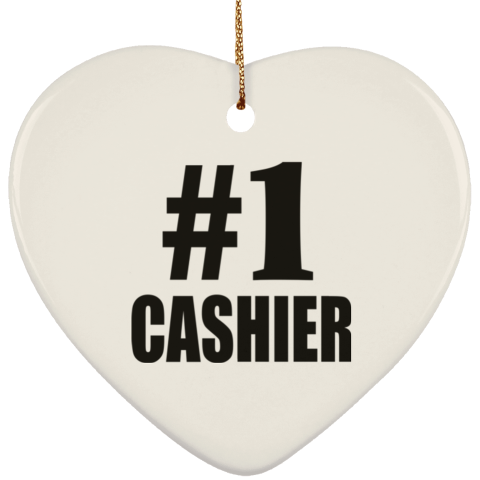 Number One #1 Cashier - Heart Ornament