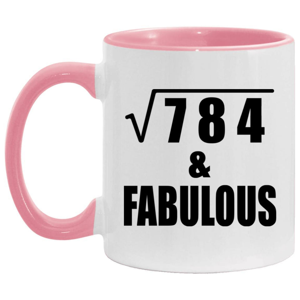 28th Birthday Square Root of 784 & Fabulous - 11oz Accent Mug Pink