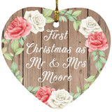 First Christmas As Mr & Mrs Moore - Heart Ornament B